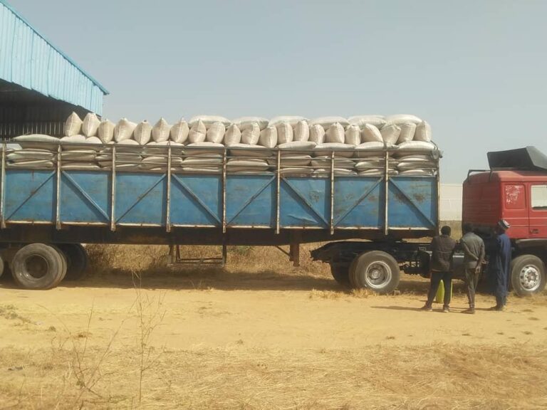 Truck loaded with goods ready for export